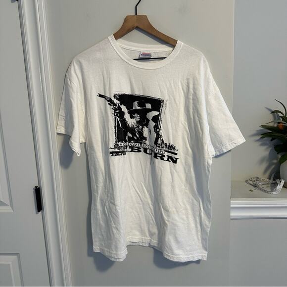 Vintage White This Town is Gonna Burn Cowboy Graphic Tee Unisex XL - Picture 10 of 10